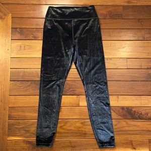 Pink Victoria’s Secret Black Velour Sparkle High Rise Leggings Medium